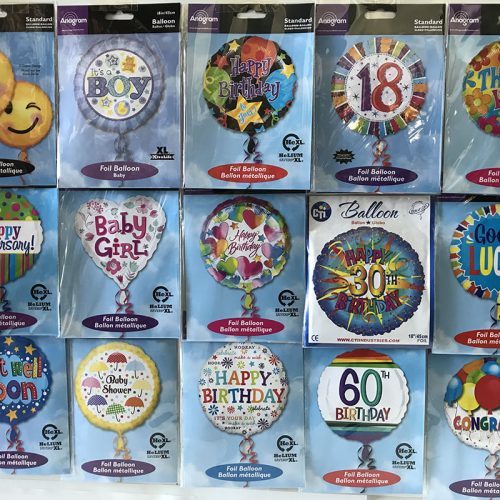 helium balloons (small selection) $15.00 gifts and add on’s selection
